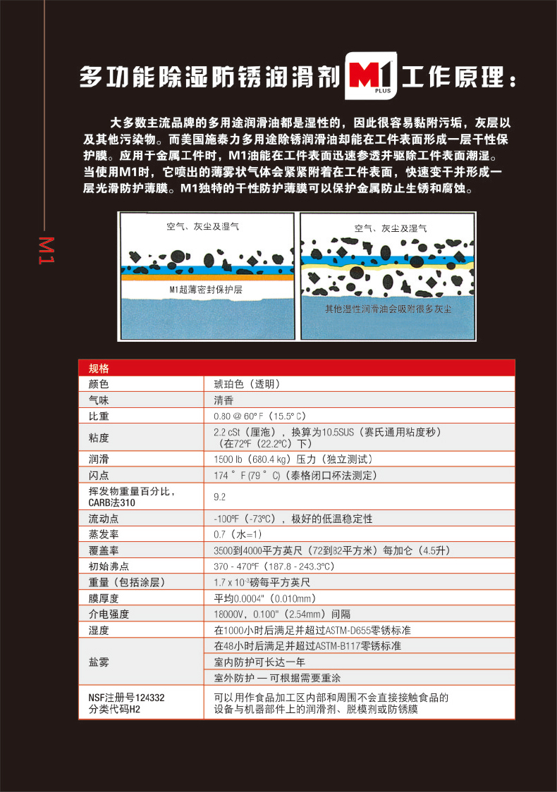 美国施泰力M1多用途防锈润滑油