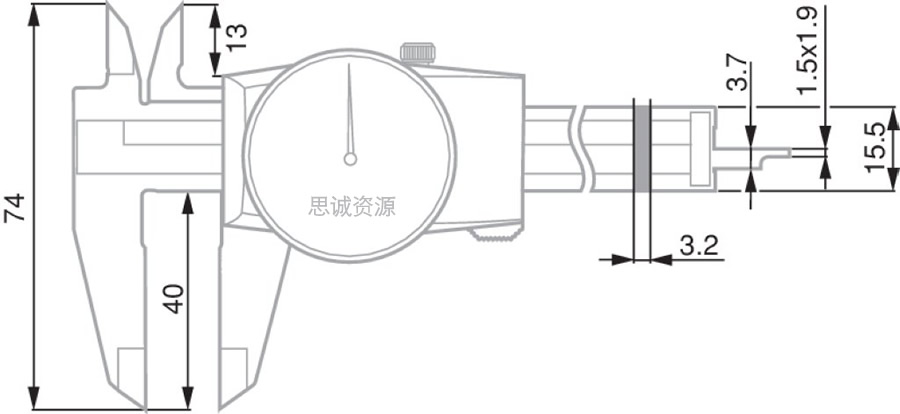 瑞士TESA CCMA-M, 0.01mm带表卡尺